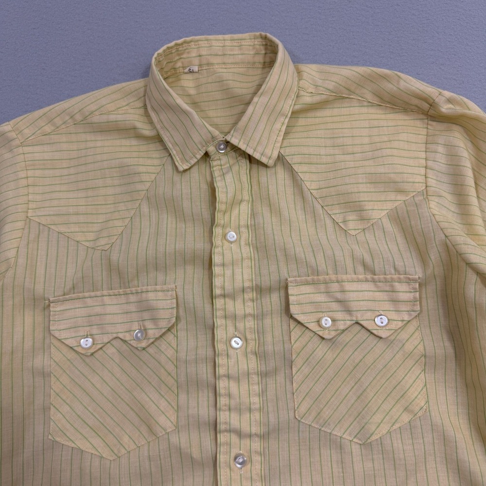 Vintage Short Sleeve Button Shirt Medium Striped Thin Rockabilly 70s 80s Preppy - Picture 4 of 10
